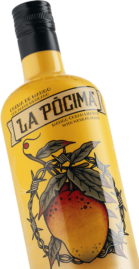 botella de crema de mango con tequila