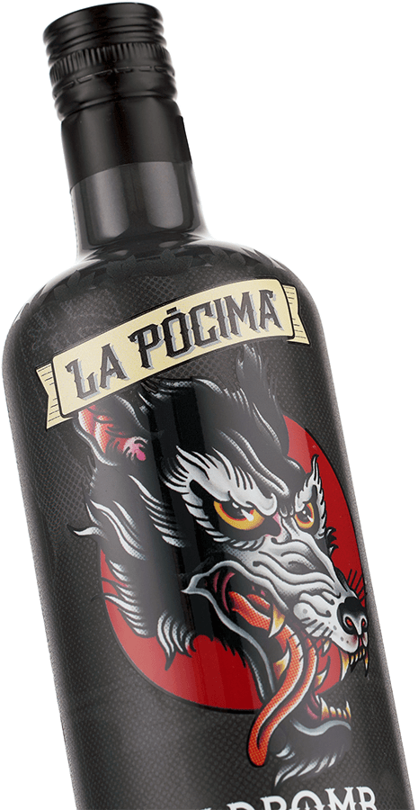 botella de licor de hierbas wildbomb
